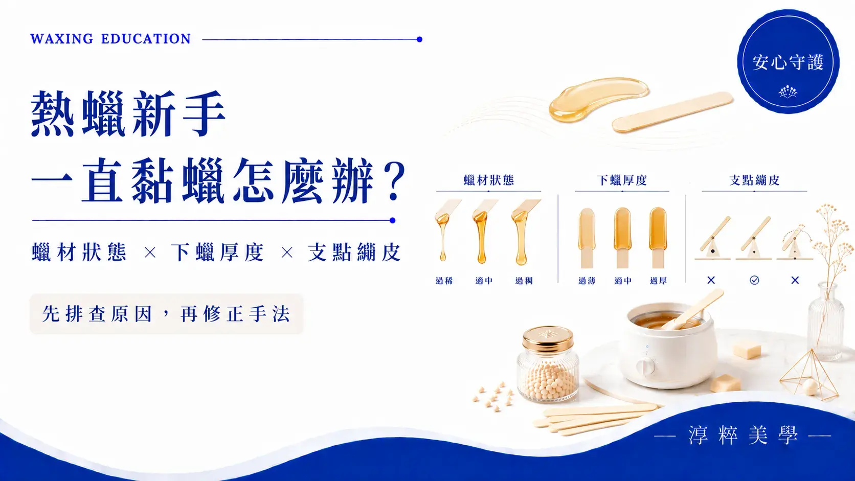 熱蠟新手一直黏蠟怎麼辦，從蠟材狀態、下蠟厚度、把手與支點繃皮排查原因熱蠟新手一直黏蠟怎麼辦 黏蠟原因與處理 Cropped