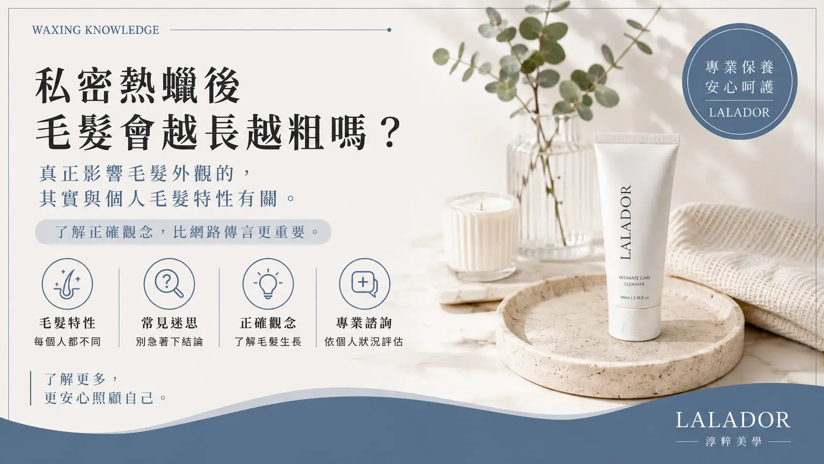 私密熱蠟後毛髮會越長越粗嗎？了解毛髮生長方式與私密熱蠟常見迷思。