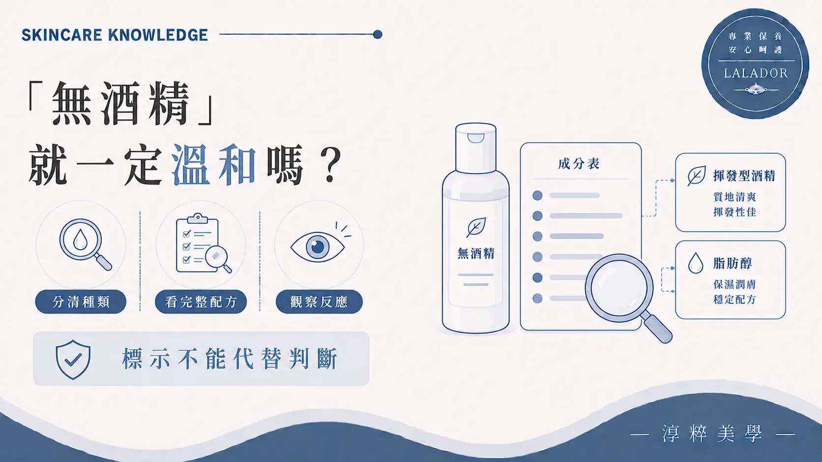 無酒精保養品不一定比較溫和，應分辨揮發型酒精與脂肪醇，並查看完整配方與使用反應 無酒精保養品一定比較溫和嗎 看酒精種類與完整配方 Cropped