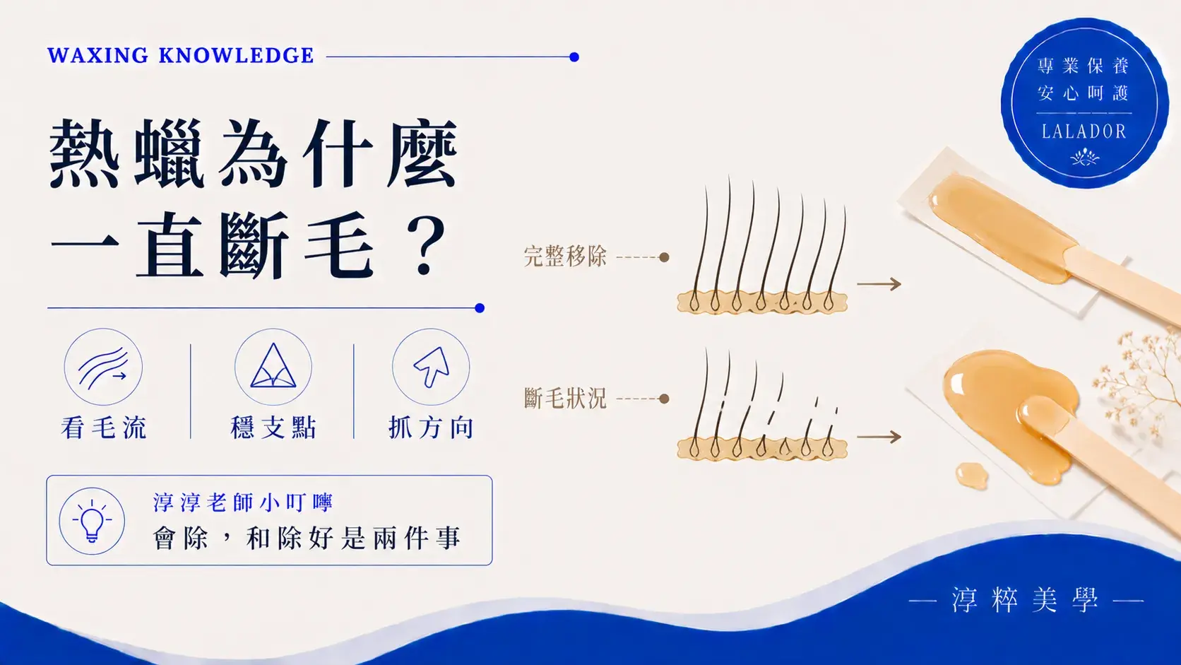 熱蠟除毛一直斷毛怎麼辦，新手學習毛流判斷、皮膚固定與撕除方向的熱蠟教學熱蠟除毛一直斷毛怎麼辦 毛流繃緊撕除判斷