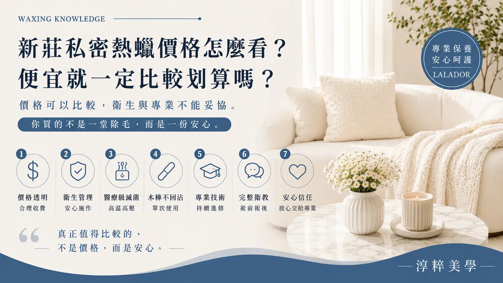 新莊私密熱蠟價格怎麼看？挑選熱蠟店家除了價格，更應重視衛生管理、醫療級滅菌與專業技術－淳粹美學