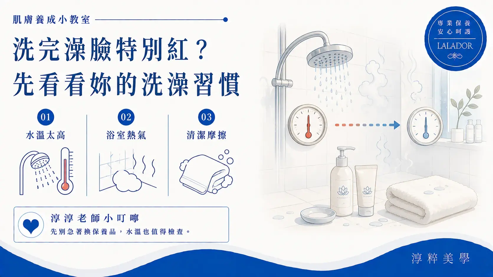 洗完澡臉部看起來特別紅,可從洗澡水溫、浴室熱氣、清潔時間與日常摩擦習慣觀察膚況變化Face Red After Shower Hot Water Skincare Cropped