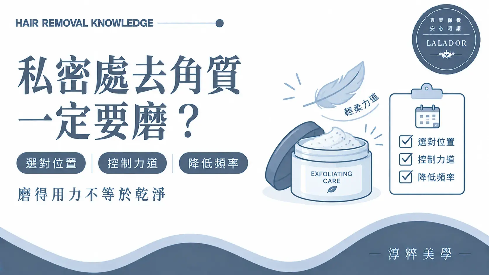 私密處外部肌膚去角質時選對位置、控制力道與降低使用頻率的保養知識圖Intimate Area Exfoliation Scrub Care