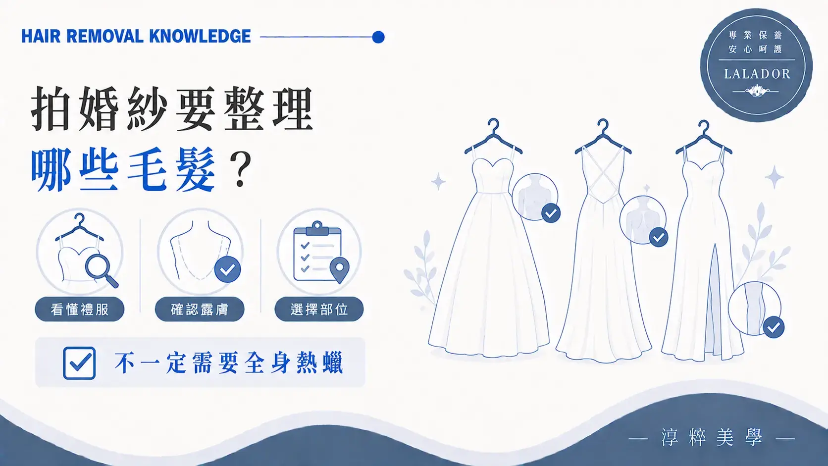 拍婚紗依禮服露膚位置選擇腋下、手臂、背部與腿部熱蠟除毛Wedding Photo Waxing Dress Exposed Areas