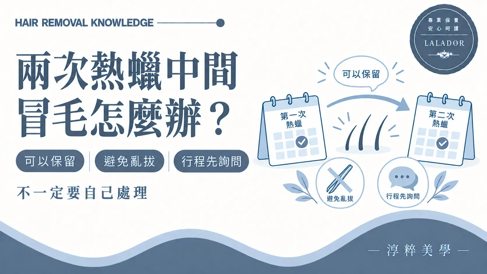 兩次私密熱蠟除毛中間出現零星毛髮時可以保留、避免亂拔並先詢問的知識圖Hair Growth Between Intimate Waxing