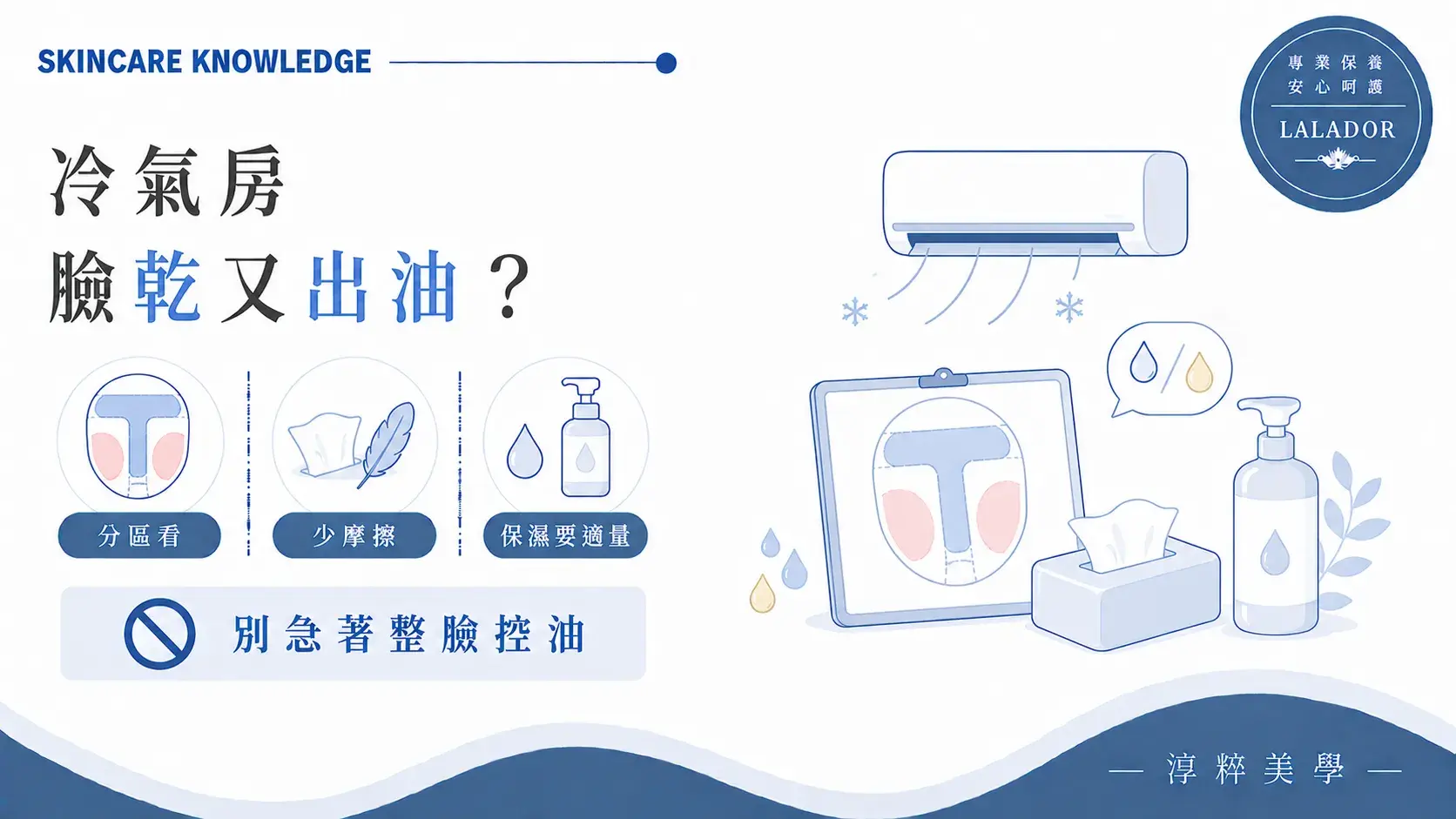 冷氣房工作下午臉乾又出油，可分區調整清潔、保濕與補妝方式 冷氣辦公室下午臉乾又出油怎麼保養